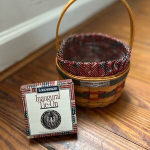 Longaberger 1997 Inaugural Patriotic Red and Blue Accent Basket with Tie-In 🇺🇸
